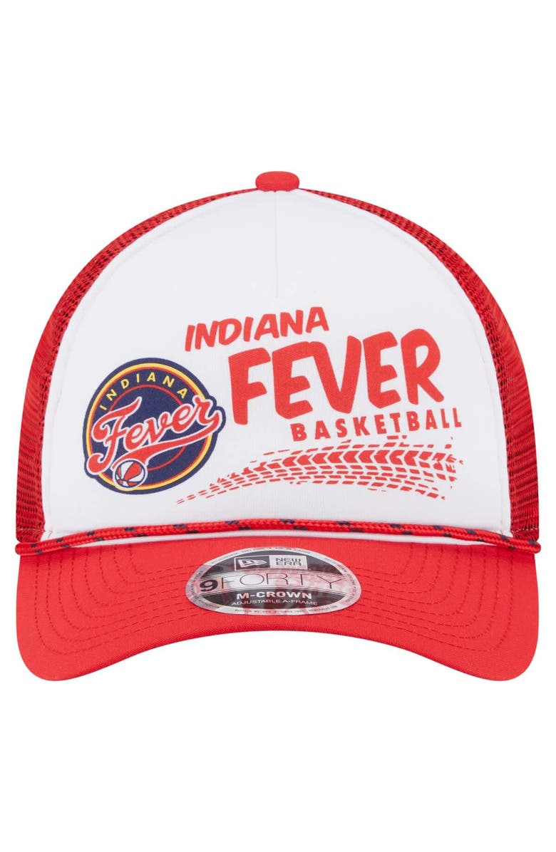 New Era Unisex New Era White/Red Indiana Fever 9FORTY A-Frame Graphic Trucker Hat, Alternate, color, White