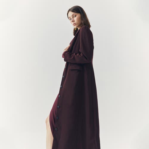Ats Lila Long Outerwear In Burgundy