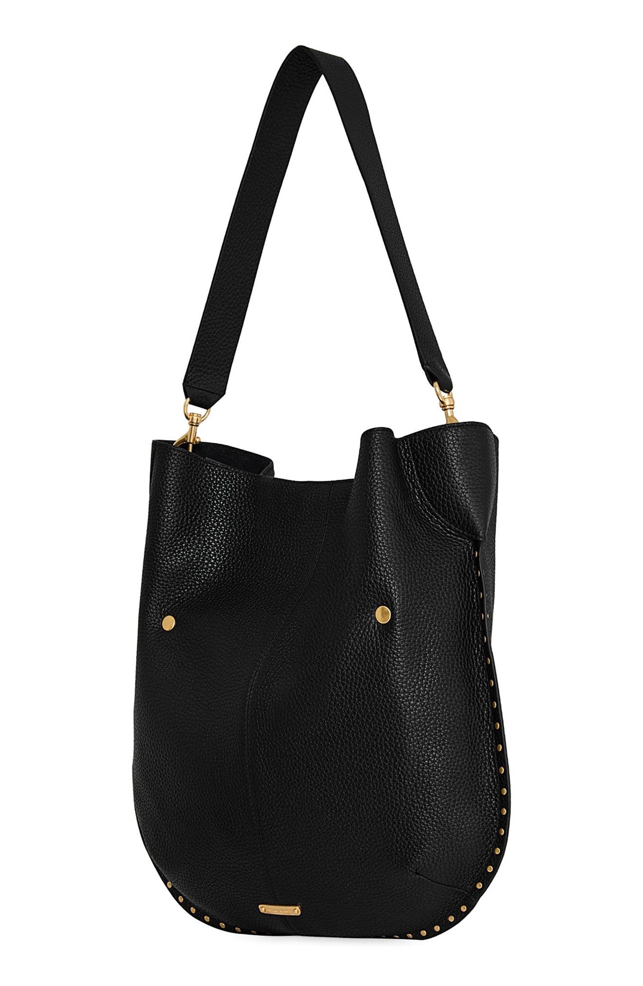 Rebecca Minkoff Darren Slim Pebble Leather Hobo, Alternate, color, Black