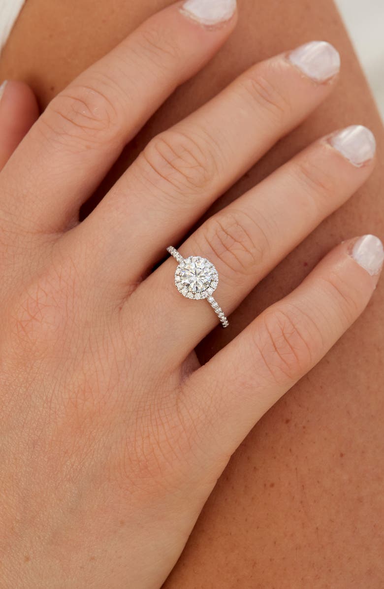 SAVVY CIE JEWELS Sterling Silver Round Moissanite Halo Ring, Alternate, color, Silver