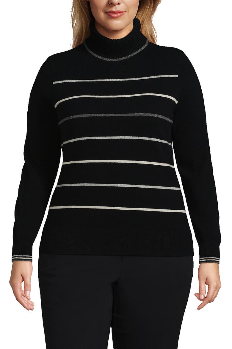 Cashmere Turtleneck Sweater, Main, color, Black Heritage Stripe