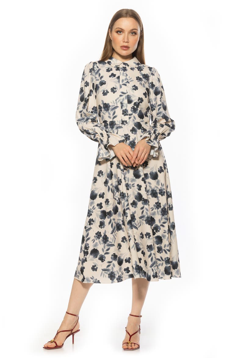 Lana Fit & Flare Midi Dress, Alternate, color, WATERCOLOR FLORAL