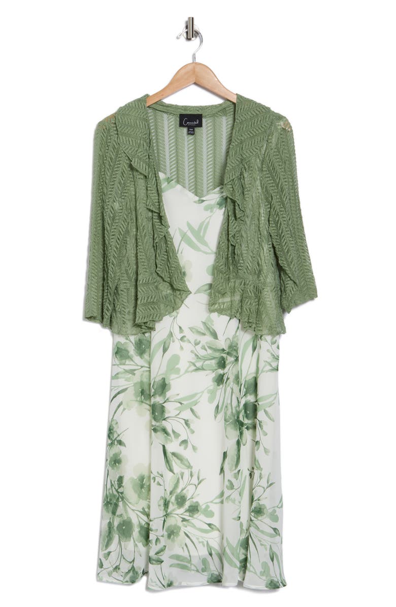 Connected Apparel Floral Print Dress & Shrug Set, Alternate, color,