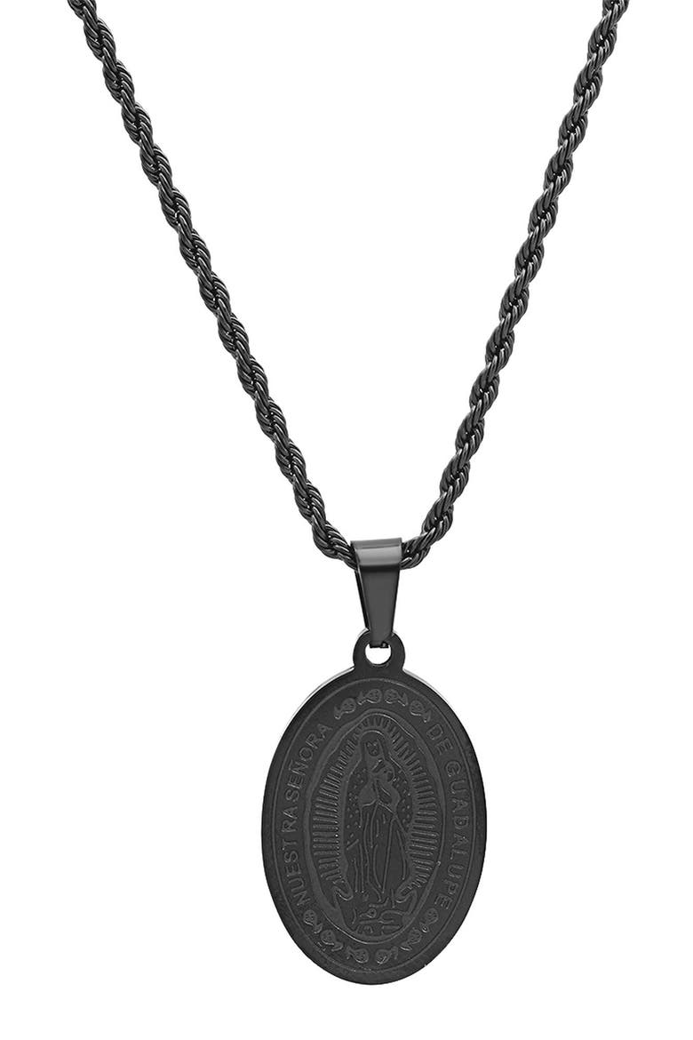 Men's Nuestra Señora de Guadalupe Pendant Necklace, Main, color, BLACK