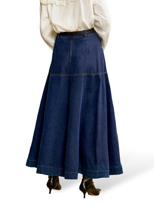 Ro&zo Denim Maxi Skirt In Blue