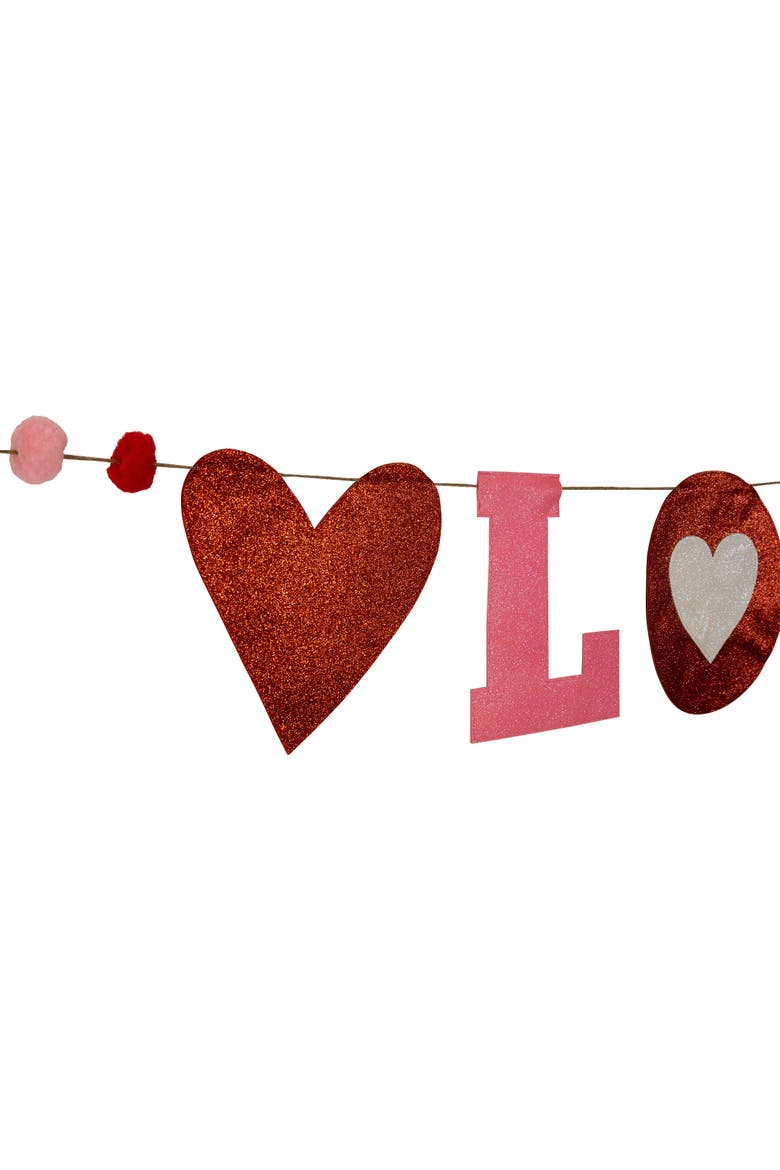 5' Glittered "Love" Valentine's Day Wall Banner Decoration, Alternate, color, Red