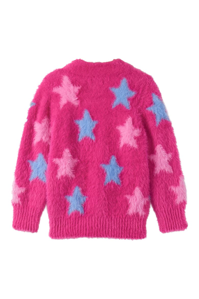 Kids' Sparkling Star Faux Fur Cardigan, Alternate, color, RASPBERRY ROSE
