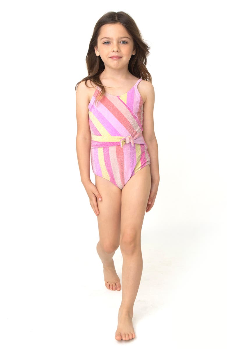 Shade Critters Kids' Shimmer Pastel Stripe UPF 50+ One-Piece Swimsuit, Alternate, color,