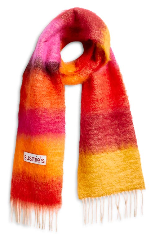 Susmie's Wool & Mohair Fringe Scarf In Multi