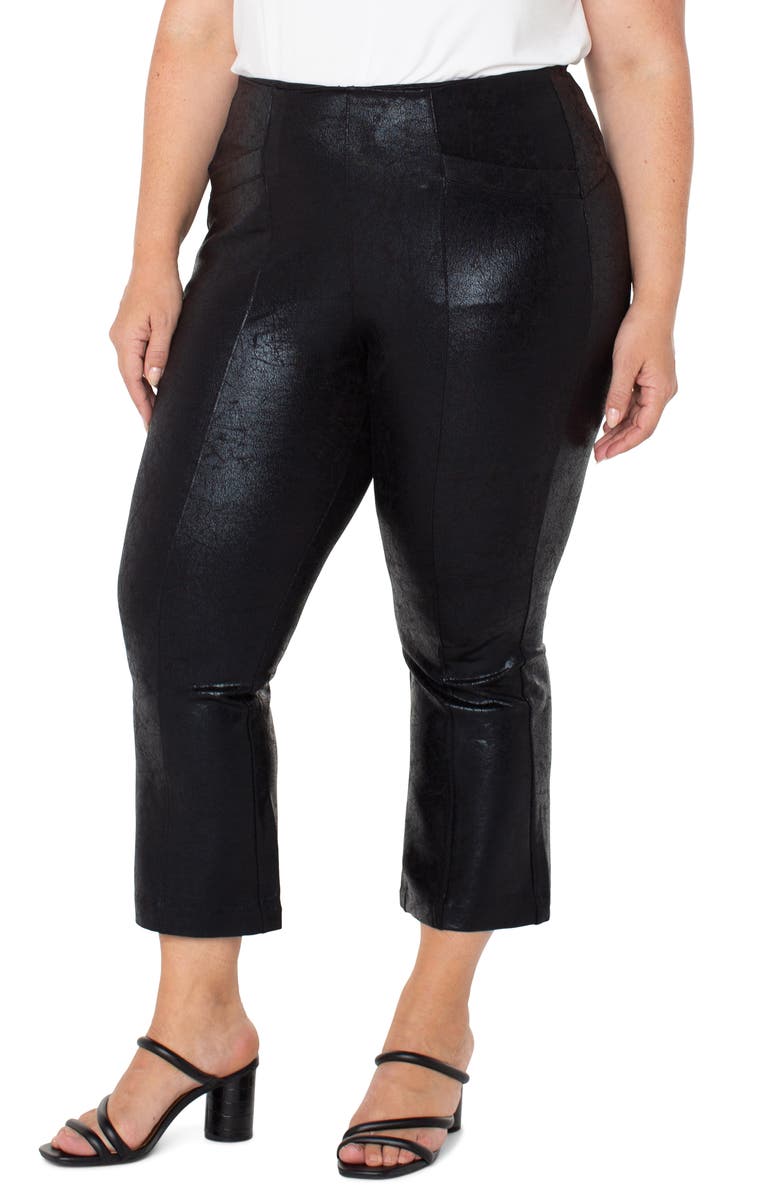 Liverpool Los Angeles Stella Crackle Coated Pull-On Kick Flare Ponte Pants, Alternate, color, 