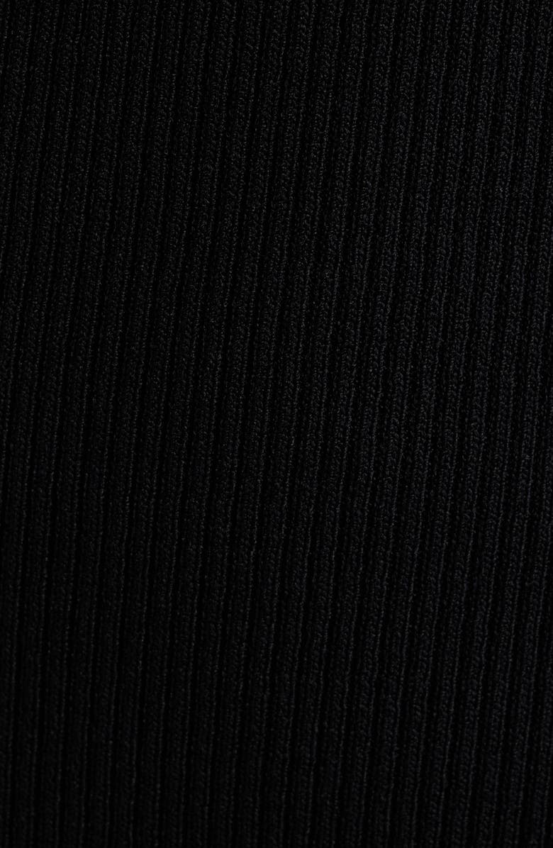 MANGO Asymmetric Lace Trim Rib Sweater Dress, Alternate, color, Black