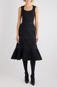 Alaïa Charnière Stretch Virgin Wool & Leather Dress