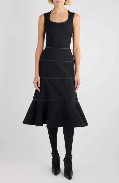 Charnière Stretch Virgin Wool & Leather Dress