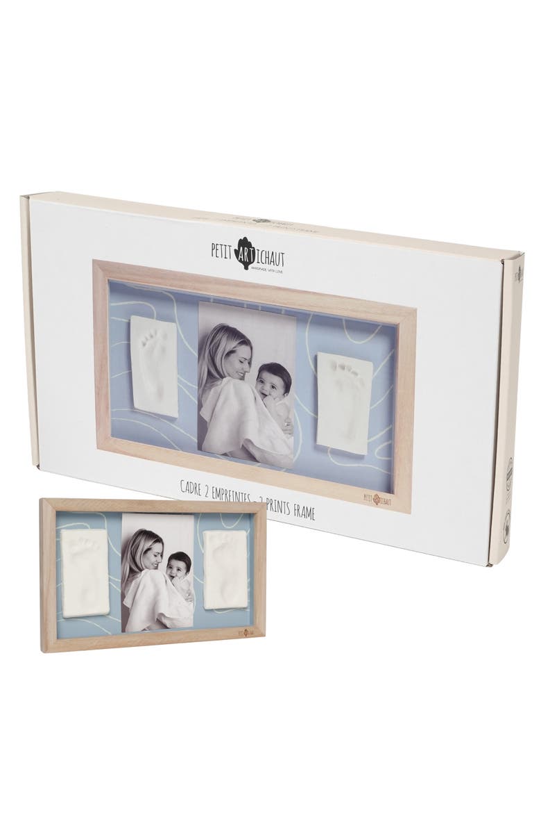 Petit Artichaut 2 Prints - Baby Imprint & Photo Frame, Twin Keepsake Frame, Main, color, Blue Abstract