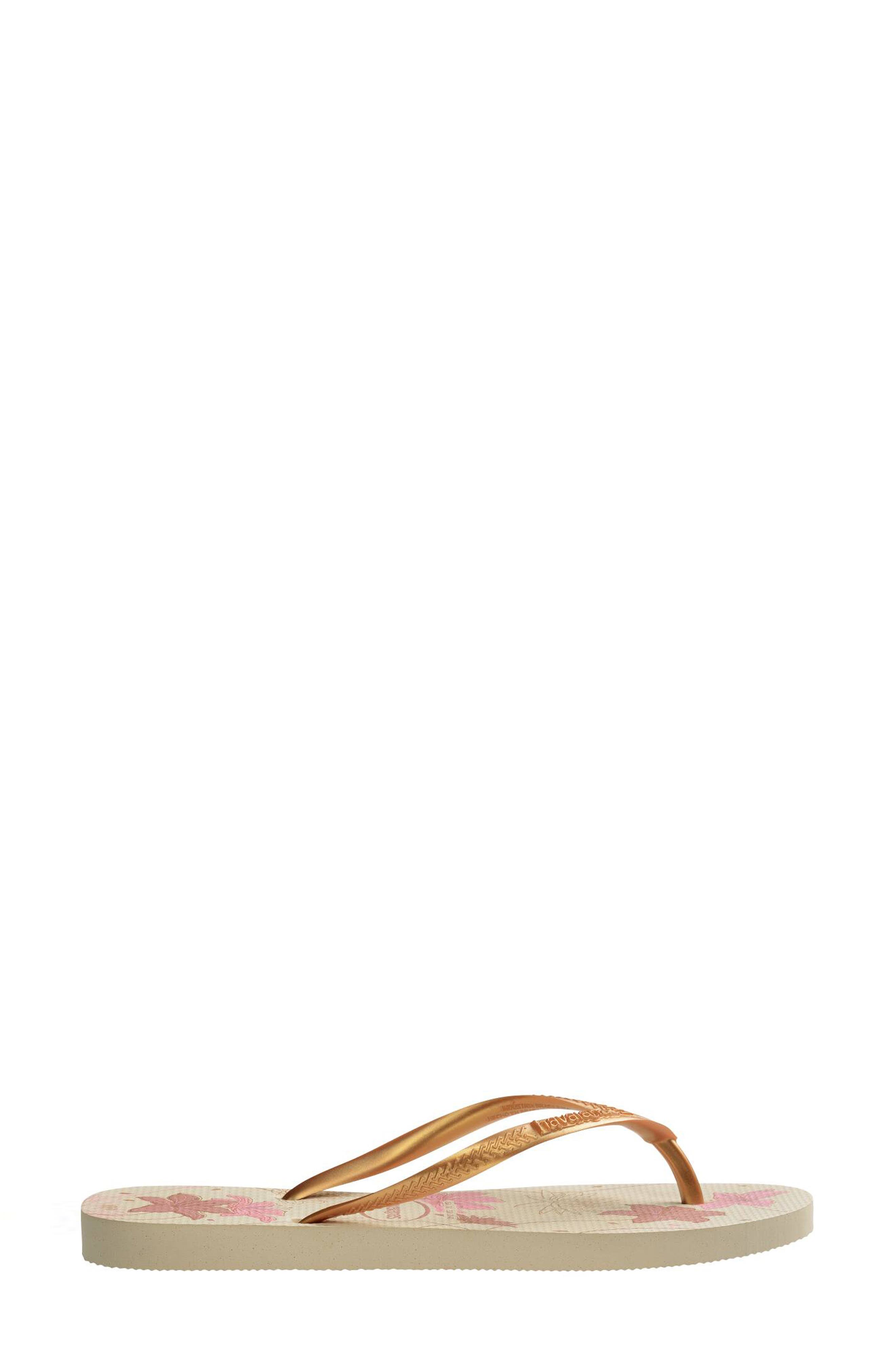 Havaianas Slim Flip Flop, Alternate, color, Beige/ Golden