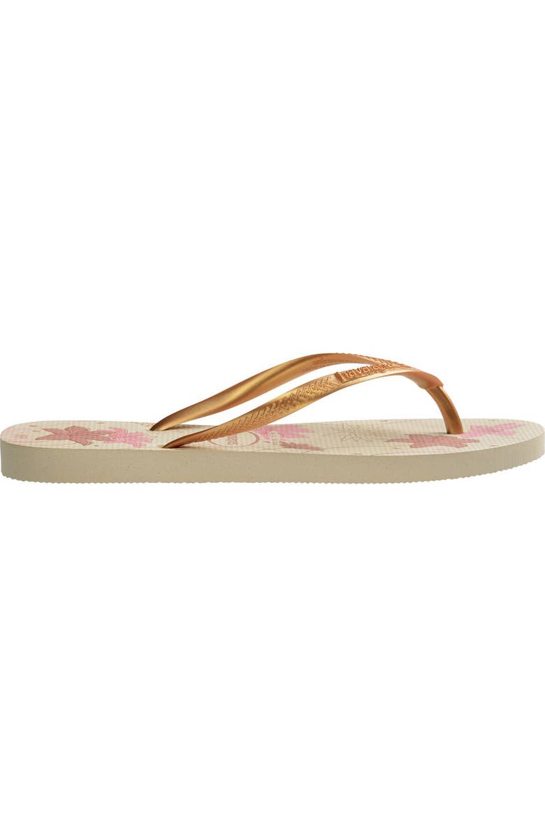 Havaianas Slim Flip Flop, Alternate, color, Beige/ Golden