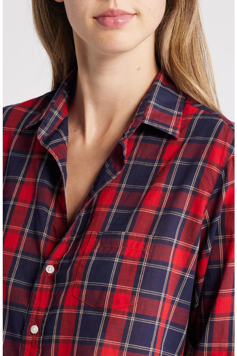 Eileen Plaid Relaxed Button-Up Shirt, Alternate, color, RED NAVY WHITE PLAID