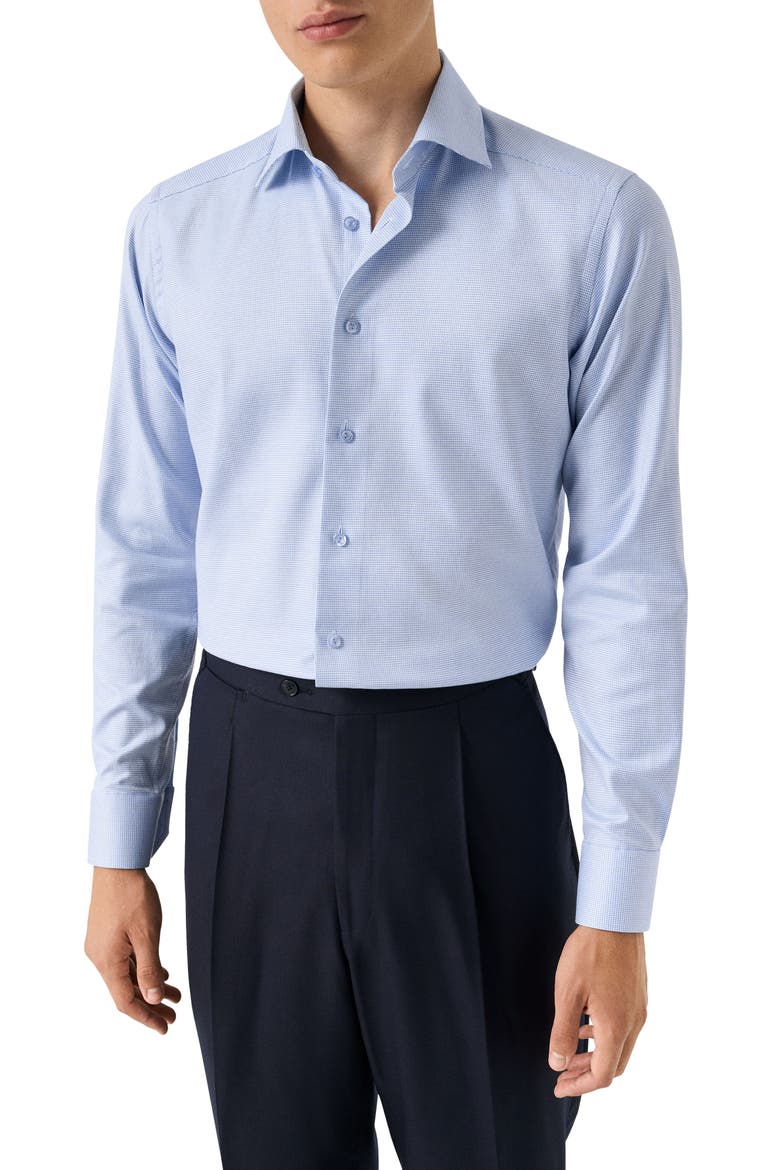 Contemporary Fit Houndstooth Twill Dress Shirt, Main, color, LIGHT BLUE