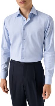 Eton Contemporary Fit Houndstooth Twill Dress Shirt