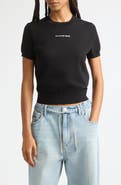 Alexander Wang Hotfix Logo Fitted Short Sleeve Sweater