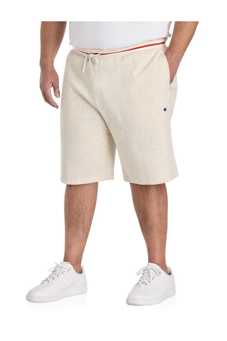 Big & Tall Contrast-Ribbed Fleece Shorts, Main, color, BEIGE ORANGE