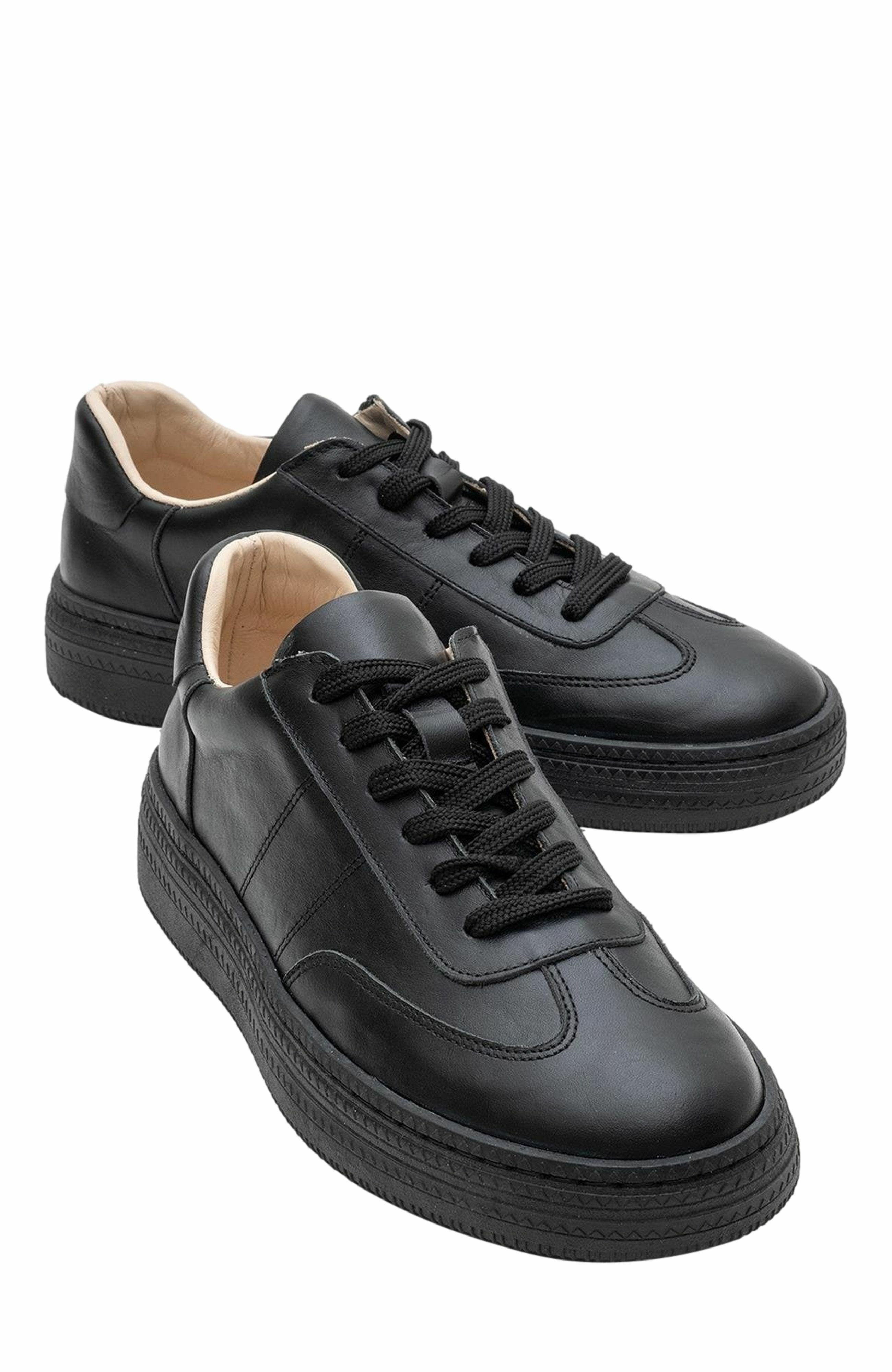 Forever & Always Shoes Fyore Leather Sneakers, Main, color, Black Leather