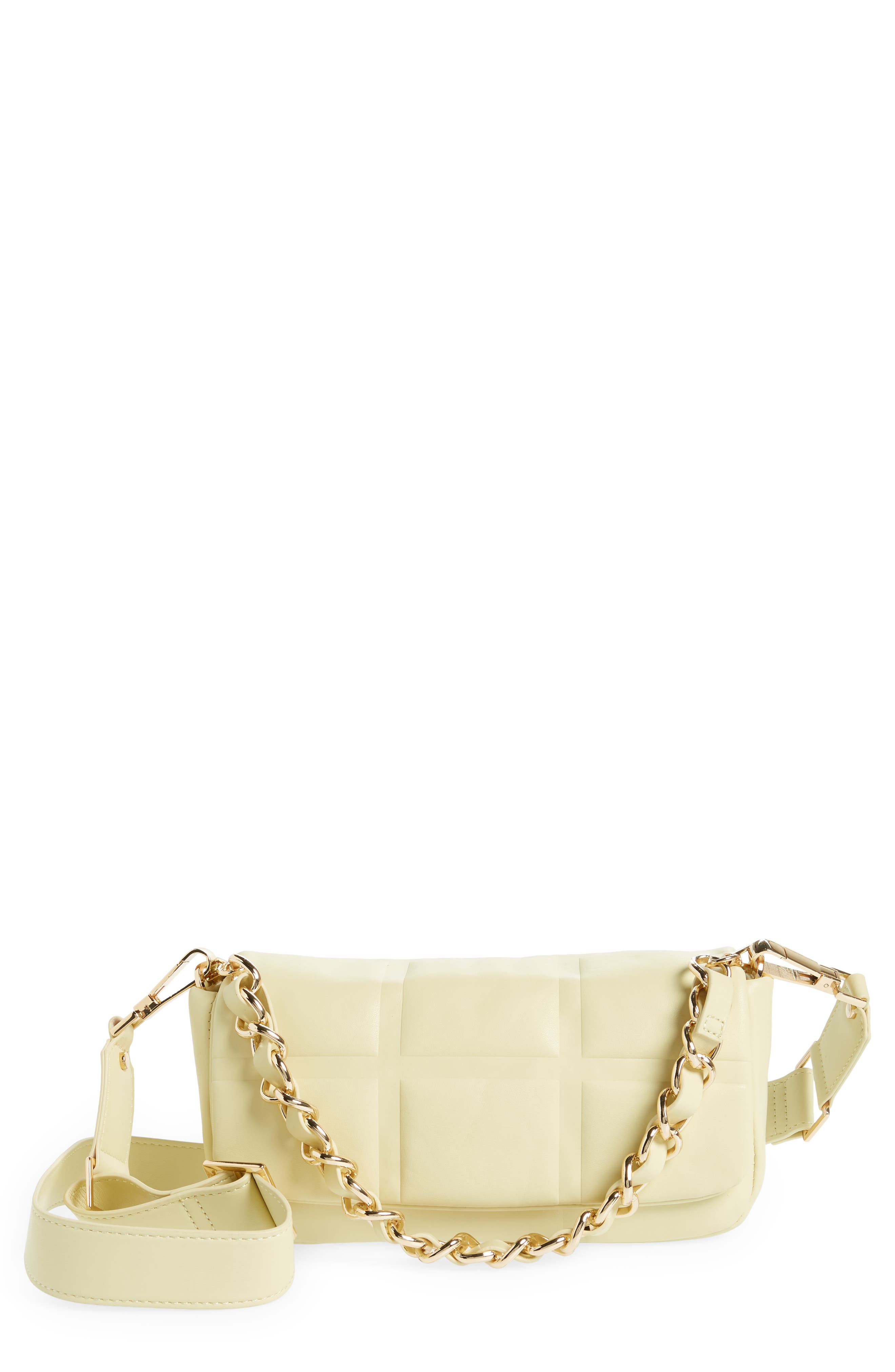 Topshop Cara Quilted Crossbody Bag, Main, color, Yellow