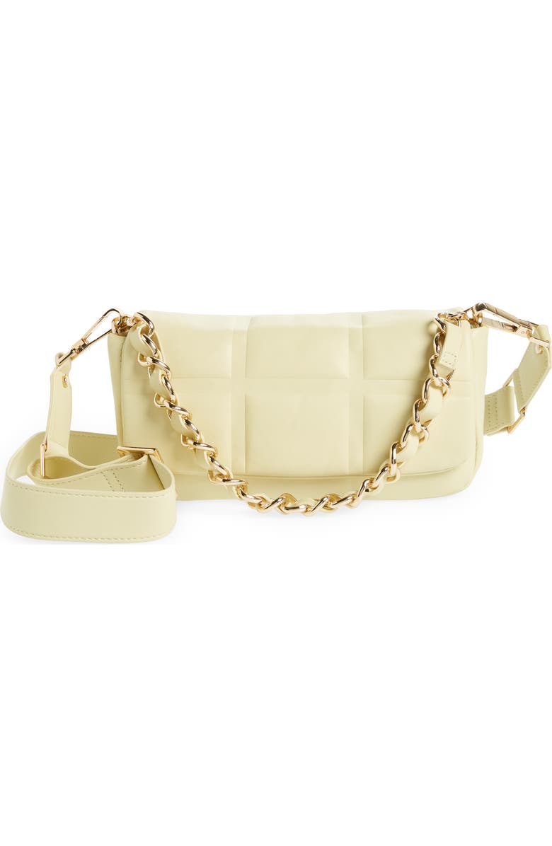 Topshop Cara Quilted Crossbody Bag, Main, color, Yellow