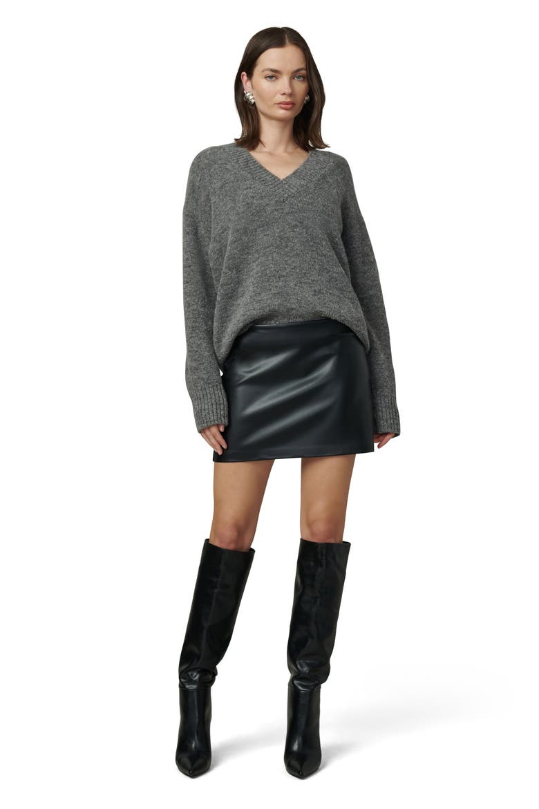 Faux Leather Miniskirt, Alternate, color, BLACK