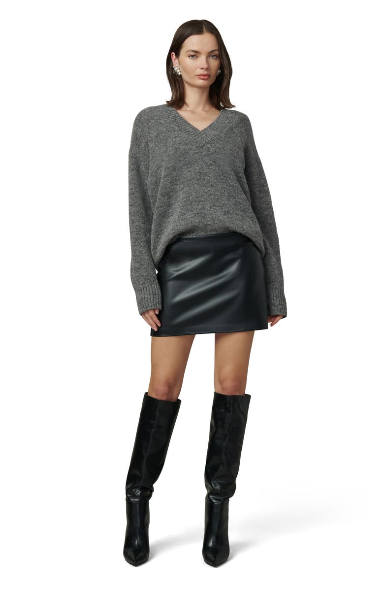Joe's Faux Leather Miniskirt, Alternate, color, Black
