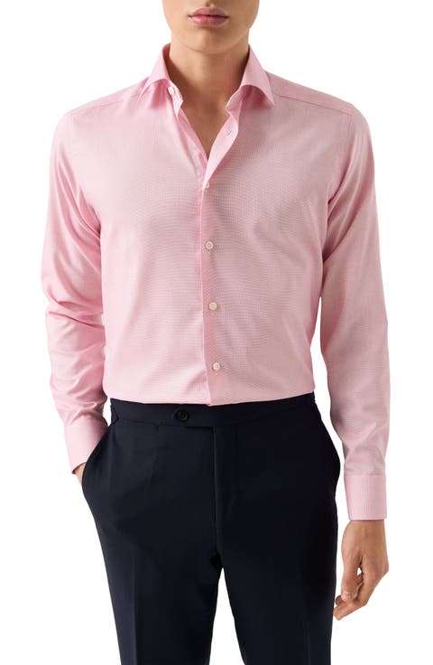 Slim Fit Pink Cotton Dress Shirt