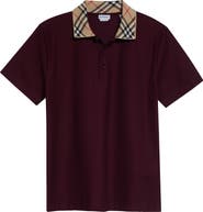 Burberry Evan Check Collar Cotton Piqué Polo