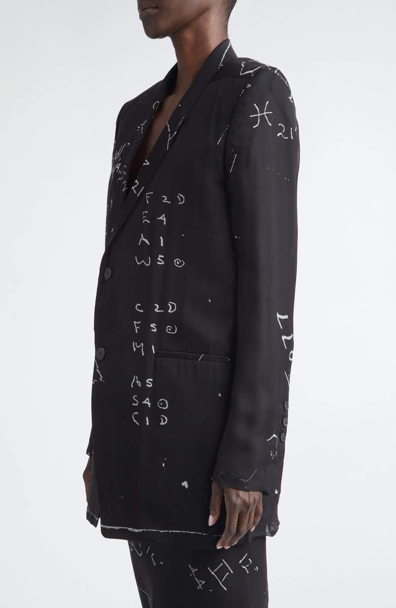 Rick Owens Temple Concordian Print Silk Chiffon Jacket, Alternate, color, Black/ Milk