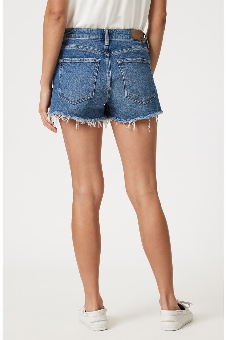 Rosie High Waist Fray Hem Cutoff Denim Shorts, Alternate, color, DARK 90S