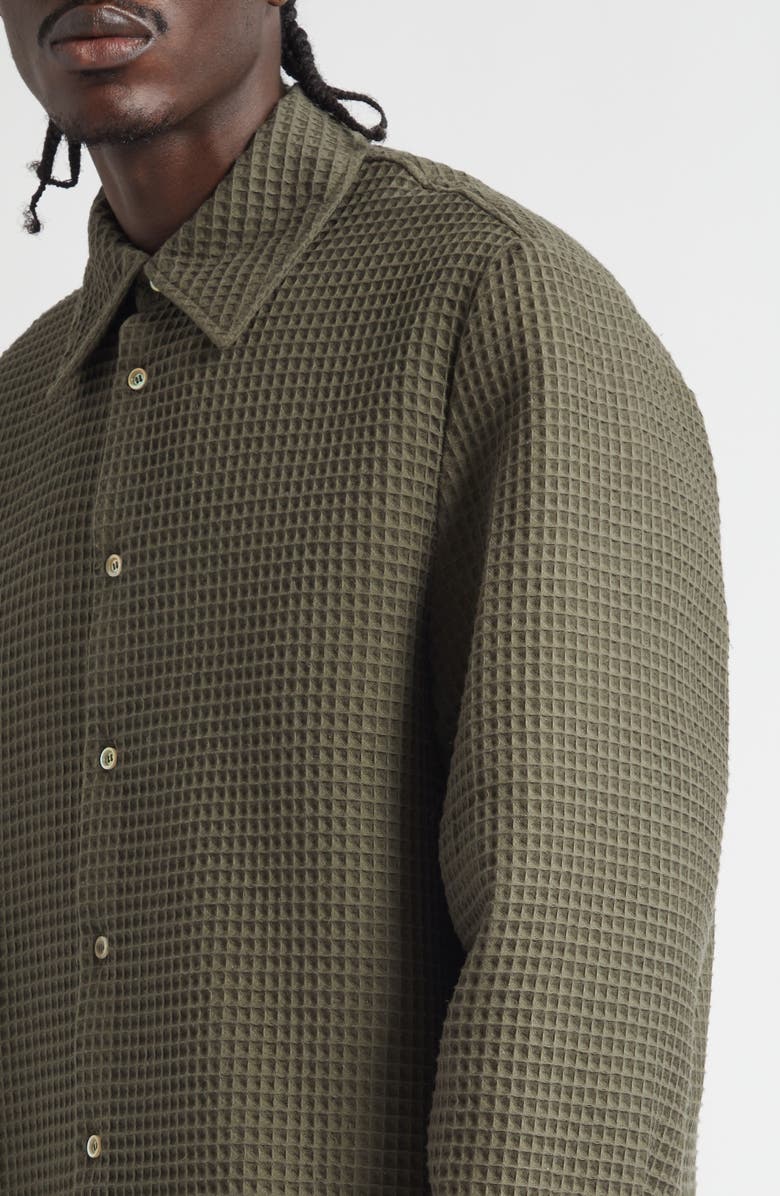 Séfr Oseary Waffle Stitch Button-Up Shirt, Alternate, color, Pine Tree