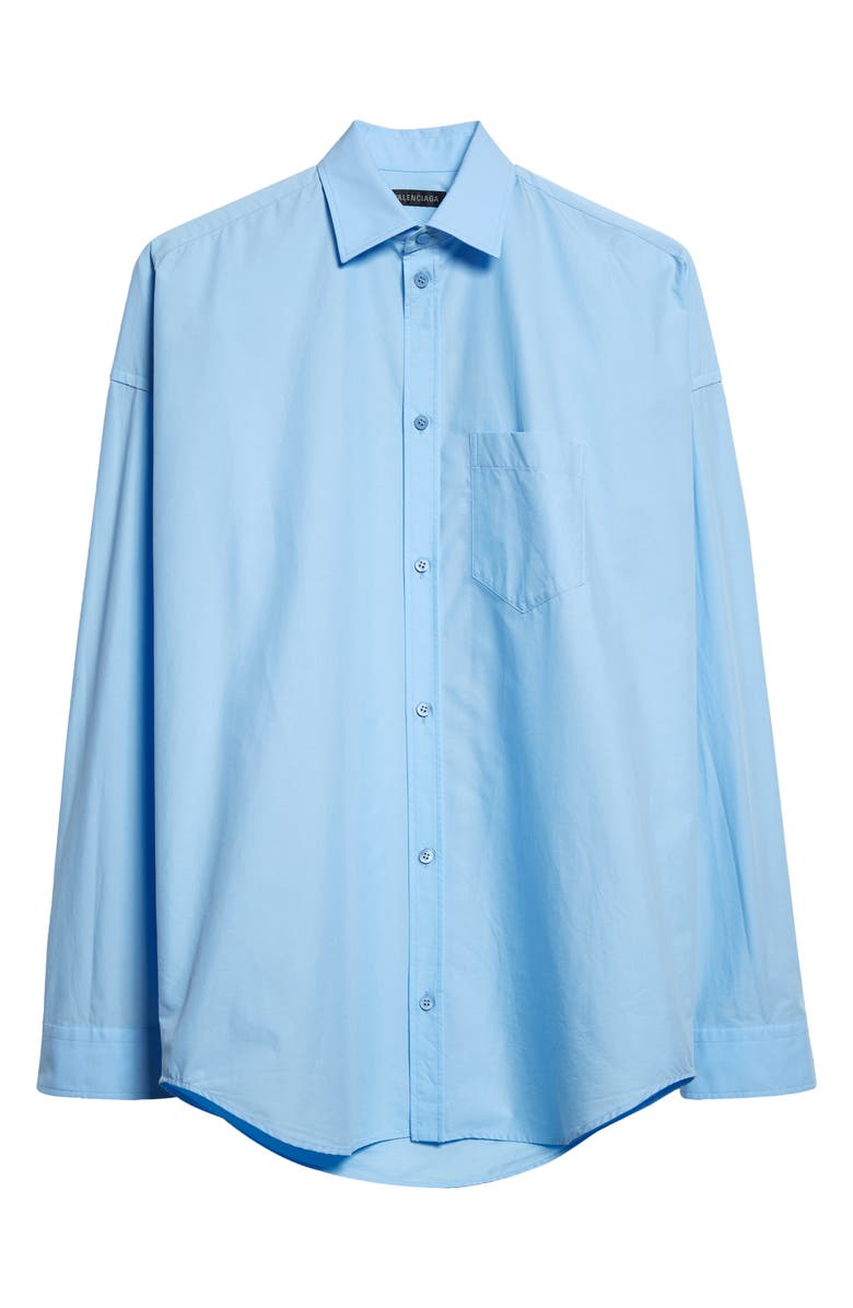 Balenciaga Logo Back Oversize Button-Up Shirt, Alternate, color, 