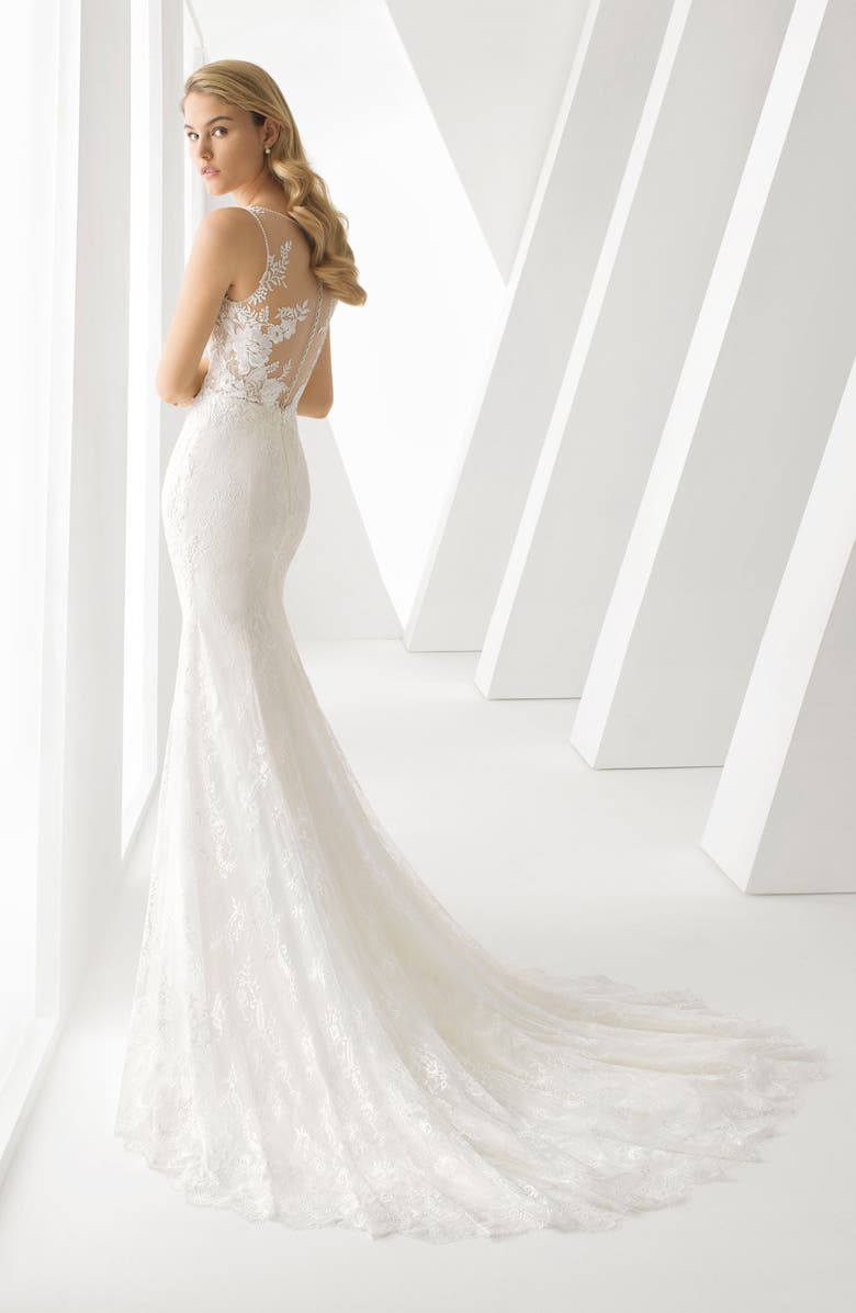 Rosa Clará Danielle Illusion Lace Trumpet Wedding Dress, Alternate, color, 