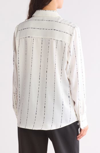 Satin Long Sleeve Button-Up Shirt