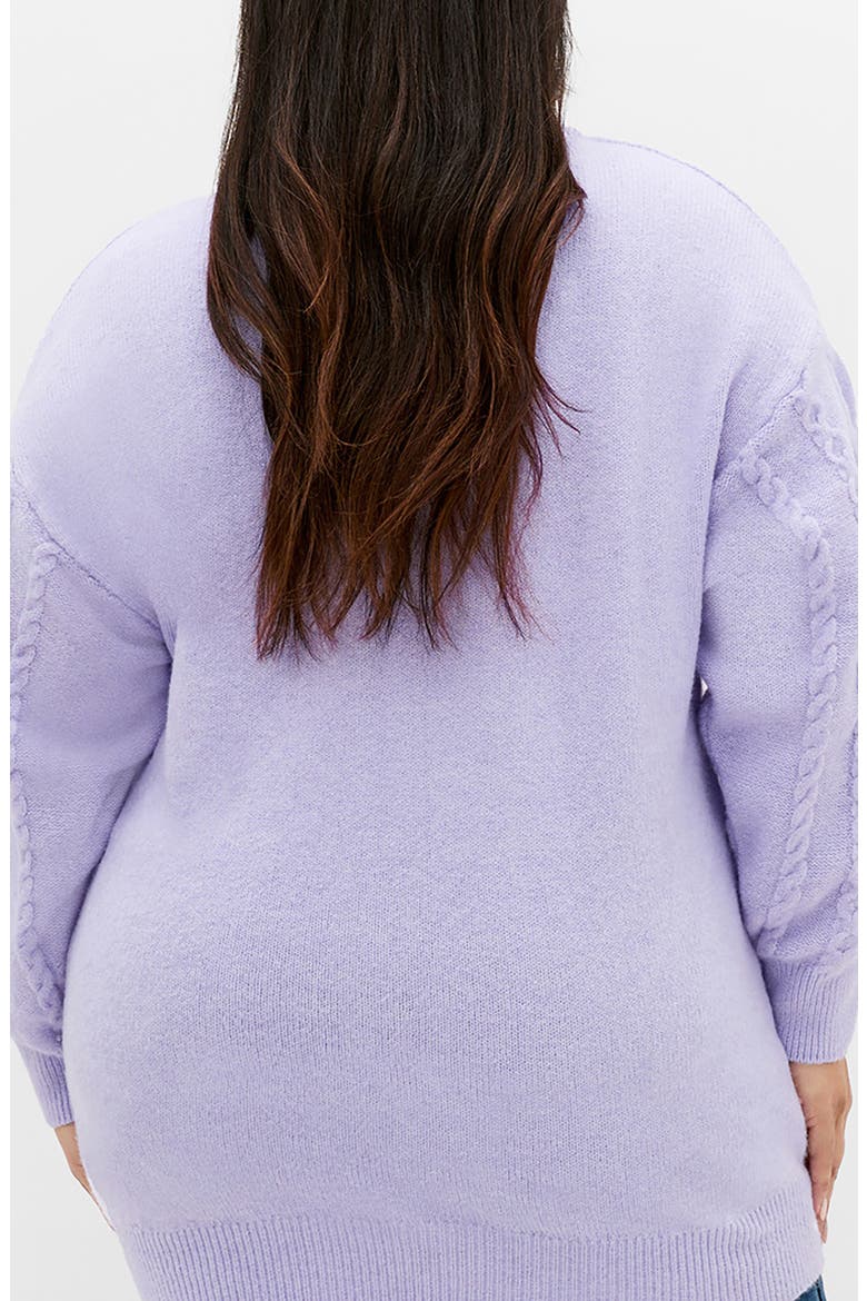 Claudia Cable Knit Sweater, Alternate, color, LILAC MELANGE