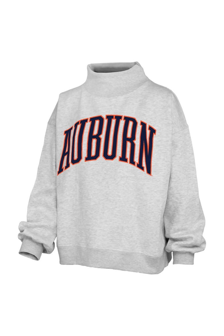 Women's Pressbox Heather Gray Auburn Tigers Oversized Nelson Mock Neck Sweatshirt, Alternate, color, Heather Gray
