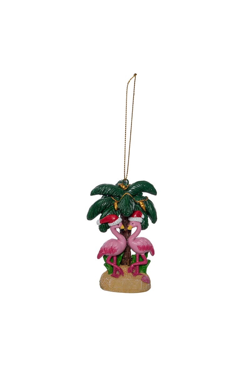 Palm With Flamingo Pair Tree Ornament, Main, color, Pink