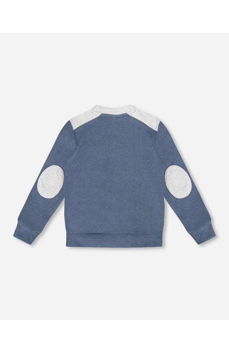 Deux par Deux Super Soft Long Sleeve Flat Back Rib Top with Elbow Patches, Alternate, color, Navy Blue