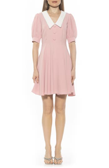 Alexia Admor Carys Puff Sleeve Fit & Flare Dress In Pink
