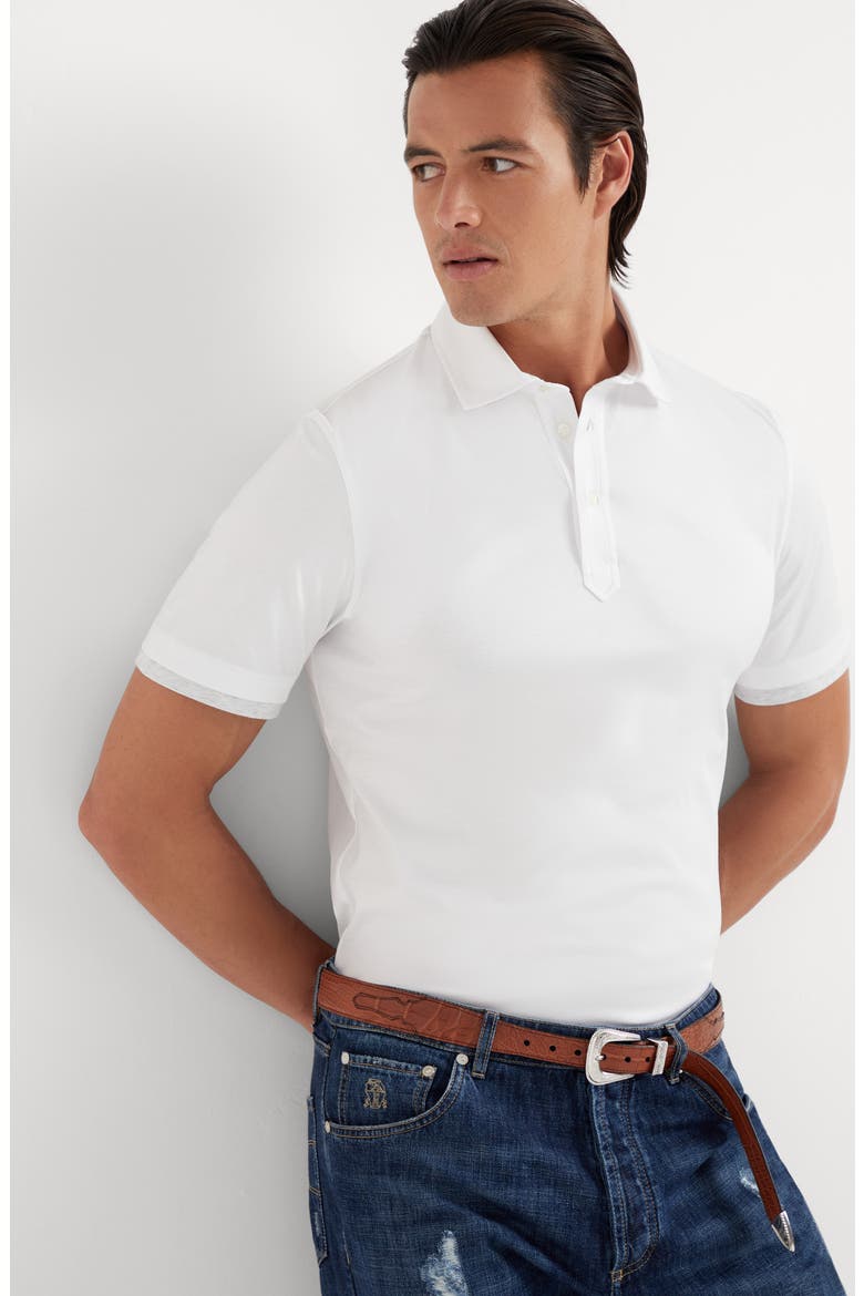 Polo with faux-layering, Alternate, color, White