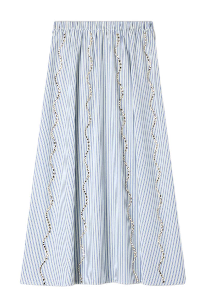 Rhinestone striped long skirt, Alternate, color, Blue