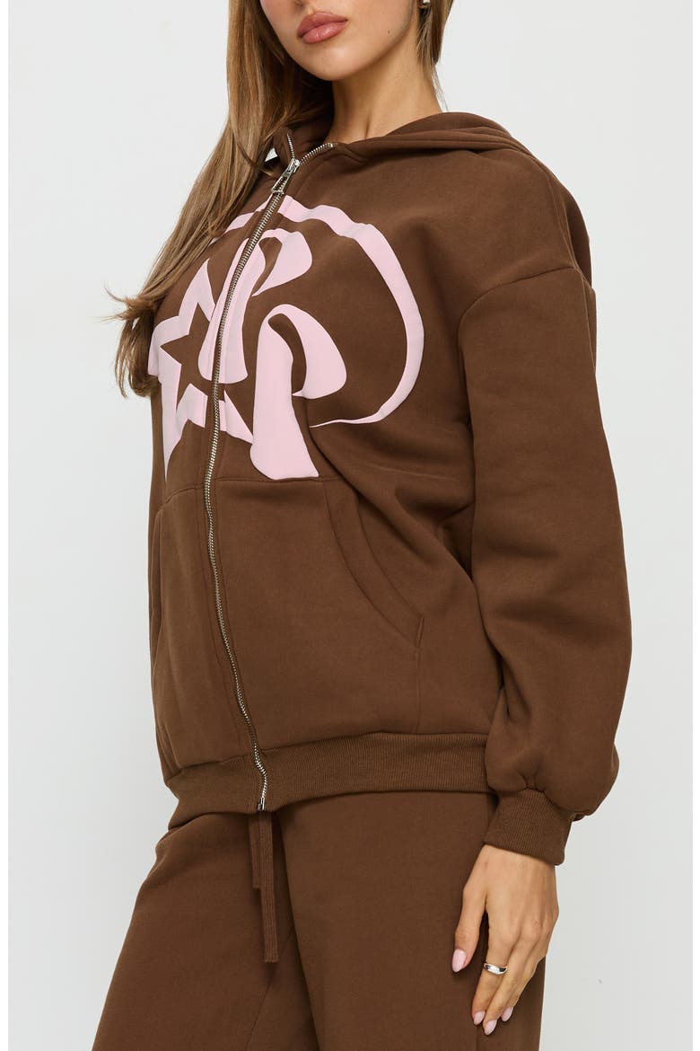 Stargirl Front Zip Hoodie, Alternate, color, BROWN