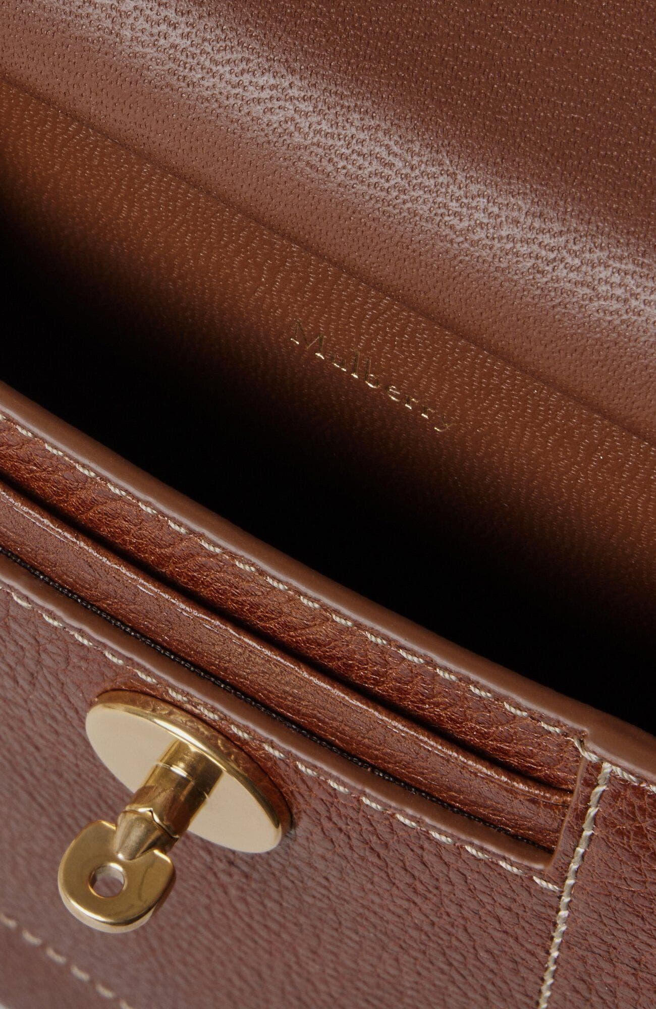 Mulberry Mini Antony Leather Pouch, Alternate, color, Oak