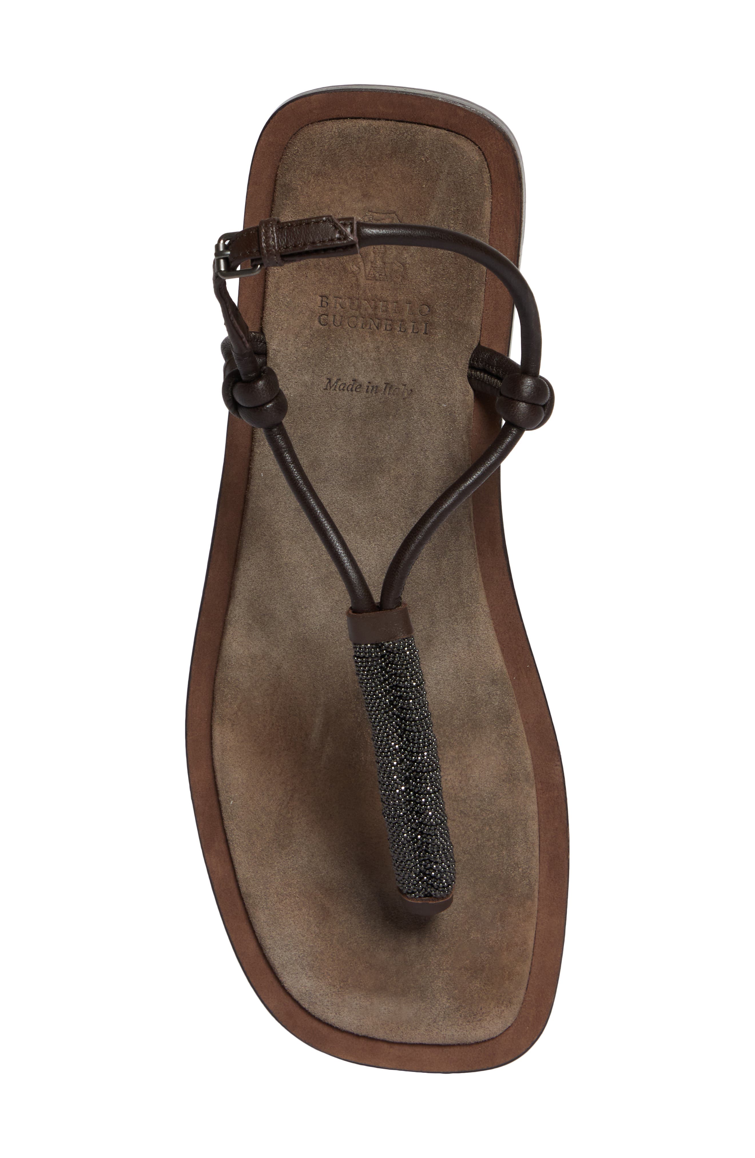 Brunello Cucinelli Monili T-Strap Sandal, Alternate, color, 