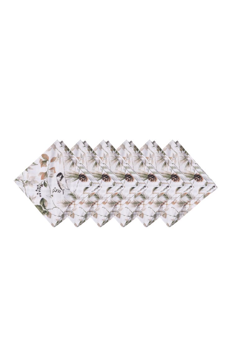 Mira Songbird Cotton Cloth Napkin Machine Washable Set of 6, Main, color, White