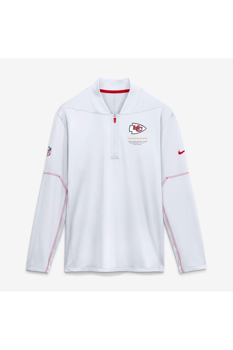 Men's Nike White Kansas City Chiefs Sideline Logo Glory Midweight Dri-FIT Half-Zip Pullover, Main, color, White